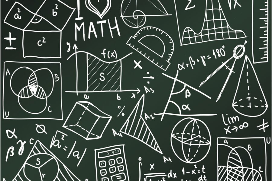 math symbols on a chalkboard