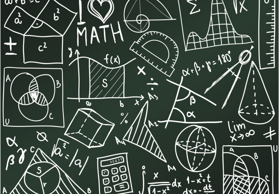math symbols on a chalkboard